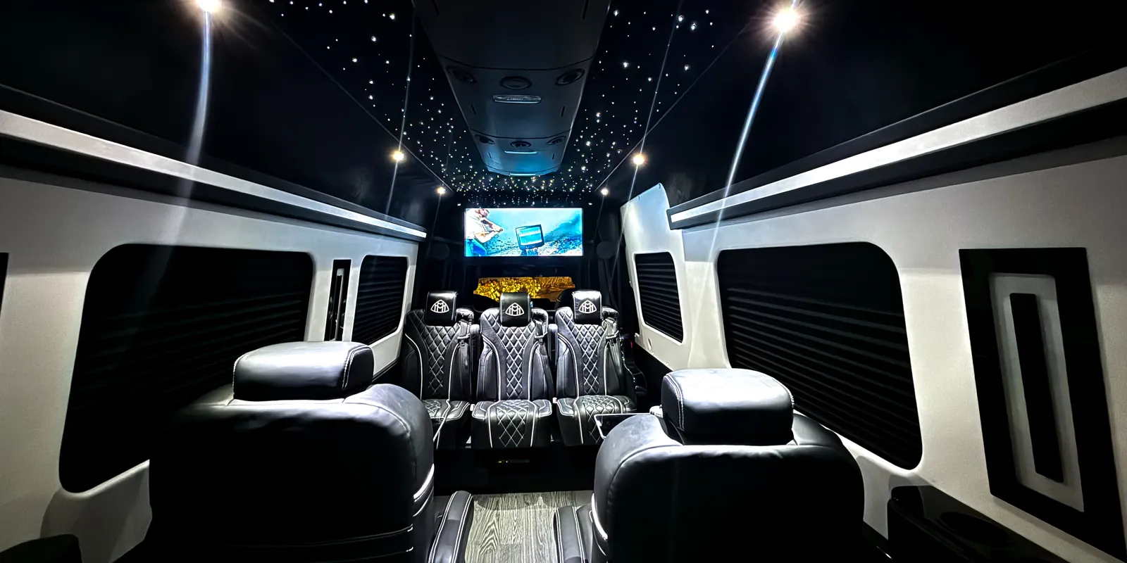 VIP Lounge Sprinter — Marquee Chauffeur Portland chauffeur fleet, Up to 10 passengers, $190/hr
